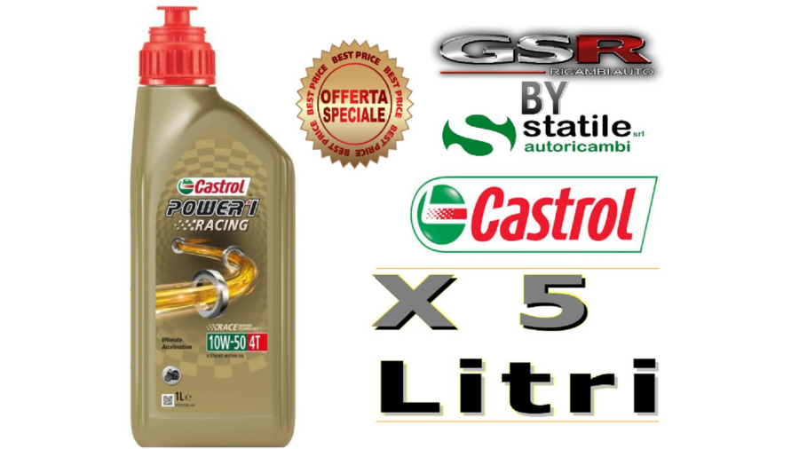 5 Litr Olio-Lubrificante Castrol Moto 4t Power1 Racing 10w50 Lt.1